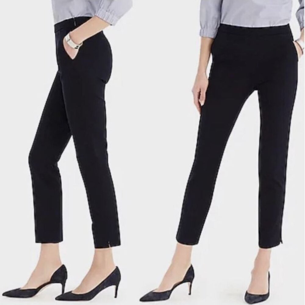 J. Crew Favorite Fit Slim Leg Pants in Italian Tollegno Wool Blend Black Size 00